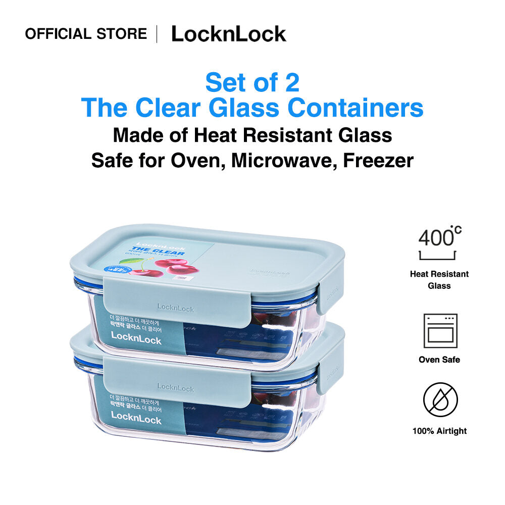 Set of 2 The Clear Glass 630ml (Rectangle)