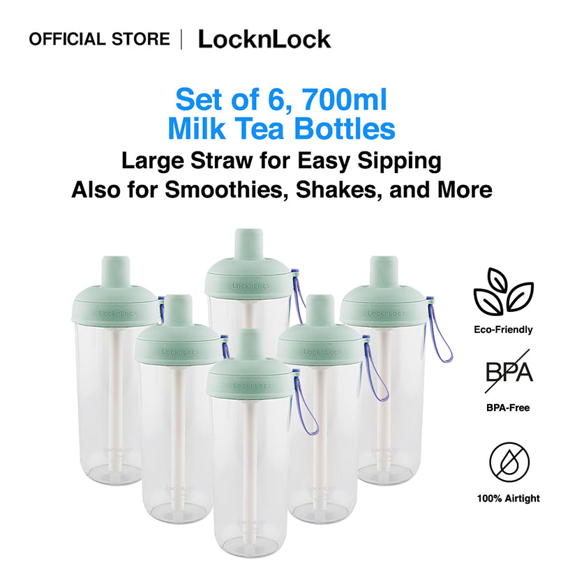 LocknLock Milk Tea Bottle 700ml | With Extra Large Straw for Milk Tea, Smoothies, Shakes, and More ABF792
