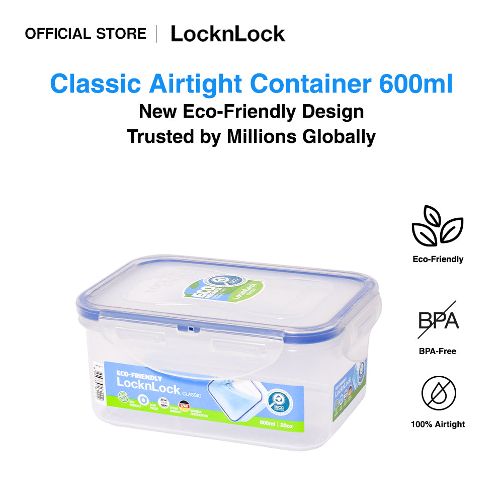 LocknLock Eco-Friendly Classic Airtight Rectangular Food Container 600ml HPL811
