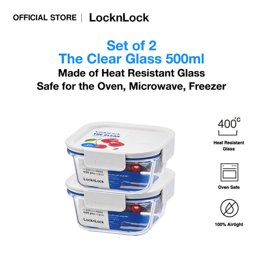 Set of 2 The Clear Glass 500ml (Square)