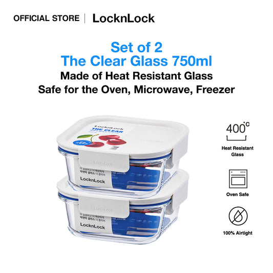 Set of 2 The Clear Glass 750ml (Square)