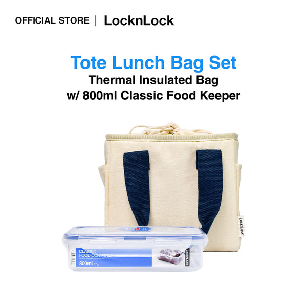 LocknLock Tote Lunch Bag Set with Airtight Lunch Box