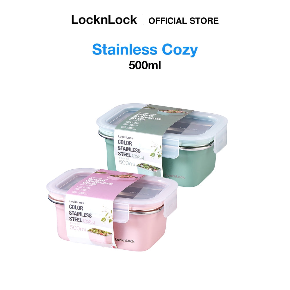 LocknLock Stainless Cozy 500ml | Microwave-Safe Stainless Steel Food Container