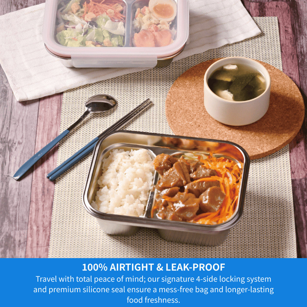LocknLock Stainless Lunch Box with Divider 1000ml & 700ml Perfect Pairs
