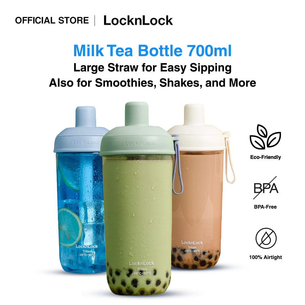 LocknLock Milk Tea Bottle 700ml | With Extra Large Straw for Milk Tea, Smoothies, Shakes, and More ABF792
