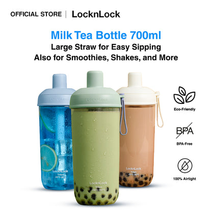 LocknLock Milk Tea Bottle 700ml | With Extra Large Straw for Milk Tea, Smoothies, Shakes, and More ABF792