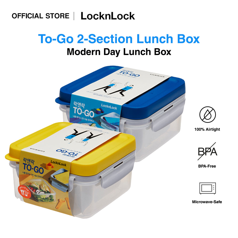 LocknLock To-Go 2-Section Modern Airtight Lunch Box 1.2L