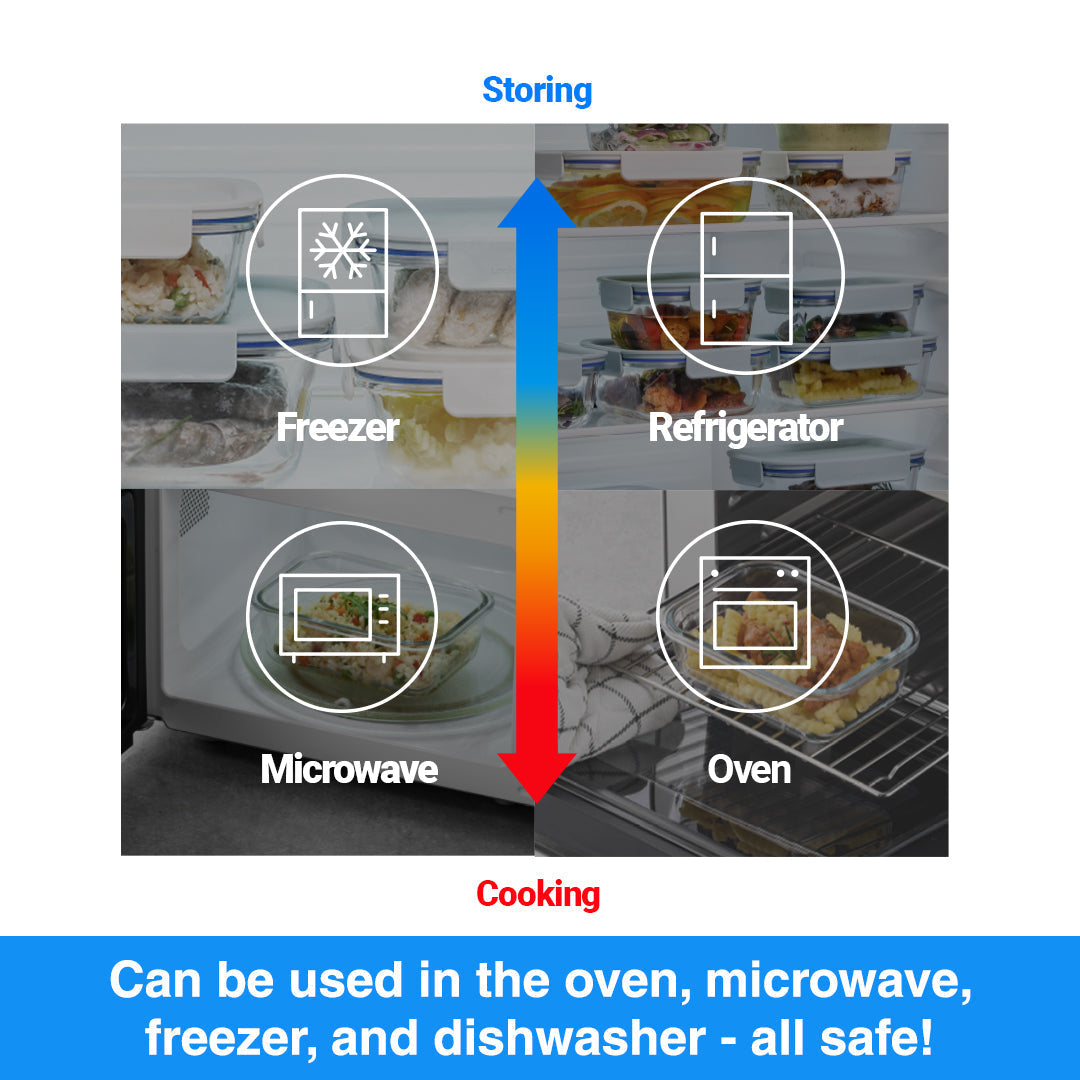 LocknLock Set of 2 The Clear Glass (Rectangle) Airtight Oven Glass Containers