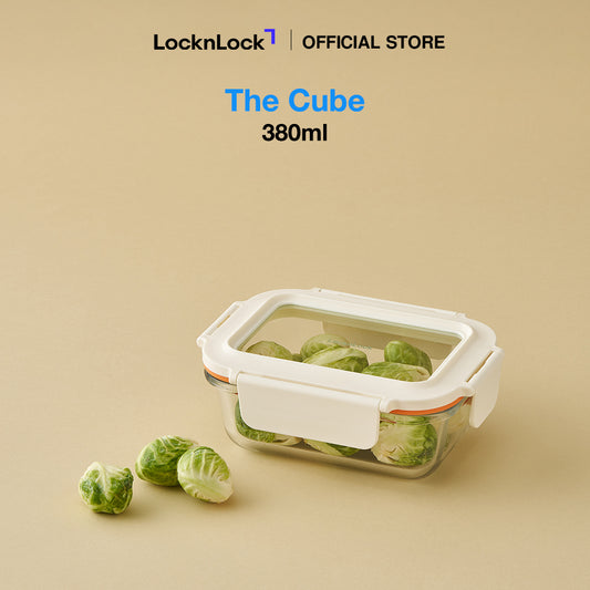 [Pre-Order Exclusive] LocknLock The Cube Heat-Resistant Glass Airtight Container 380ml Rectangular