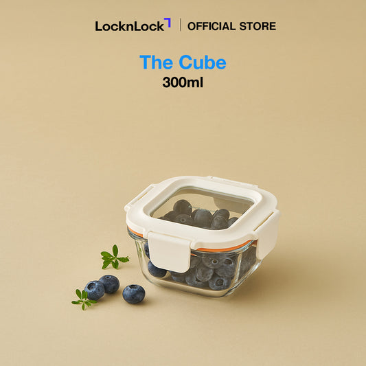 [Pre-Order Exclusive] LocknLock The Cube Heat-Resistant Glass Airtight Container 300ml Square