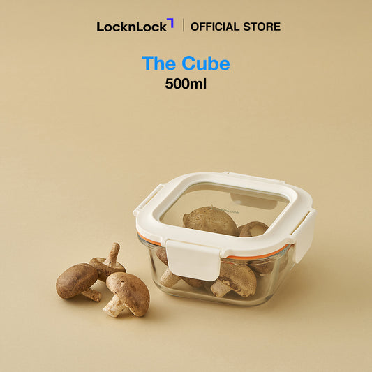 [Pre-Order Exclusive] LocknLock The Cube Heat-Resistant Glass Airtight Container 500ml Square
