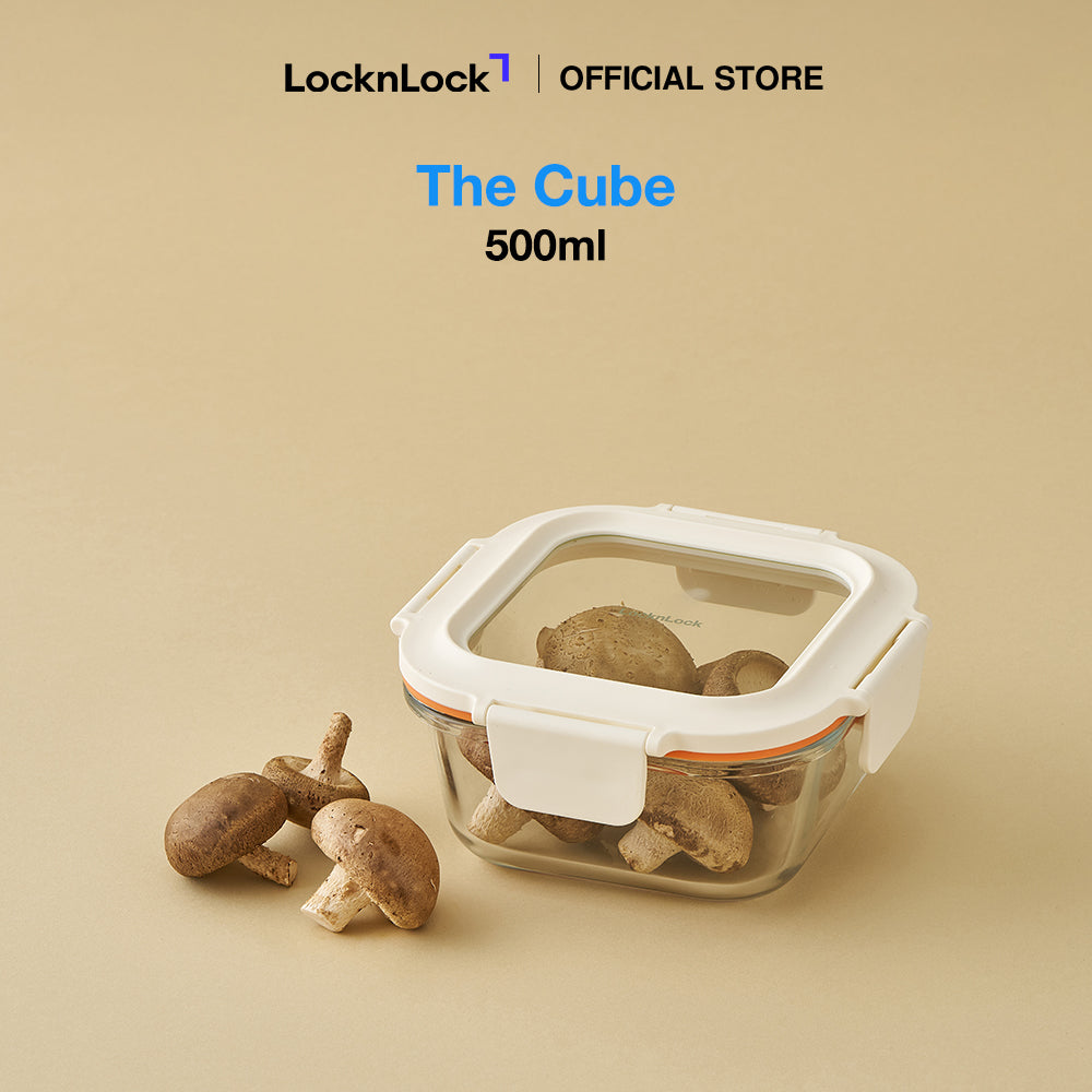 LocknLock The Cube Heat-Resistant Glass Airtight Container 500ml Square