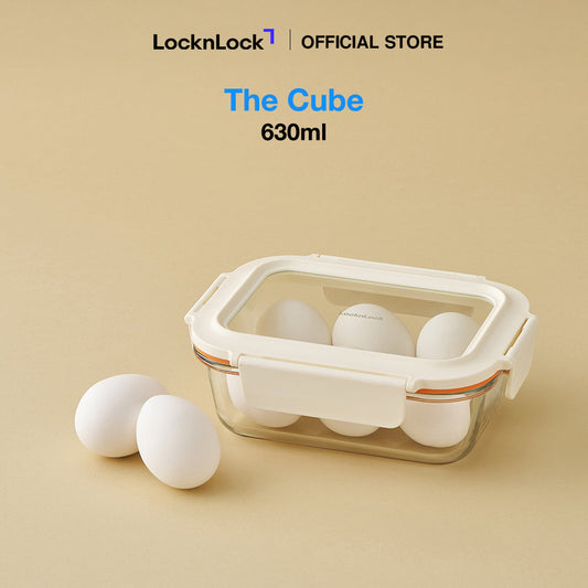 LocknLock The Cube Heat-Resistant Glass Airtight Container 630ml Rectangular