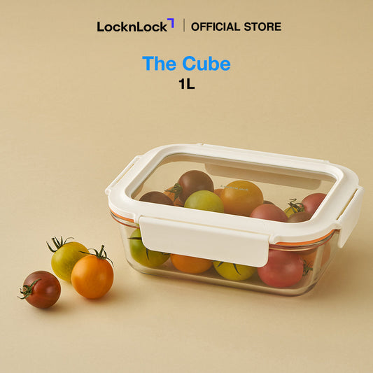 LocknLock The Cube Heat-Resistant Glass Airtight Container 1L Rectangular