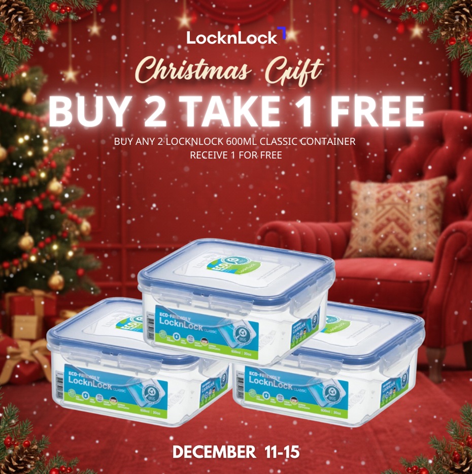 LocknLock Classic Airtight Rectangular Food Container 600ML HPL854 BUY 2 TAKE 1