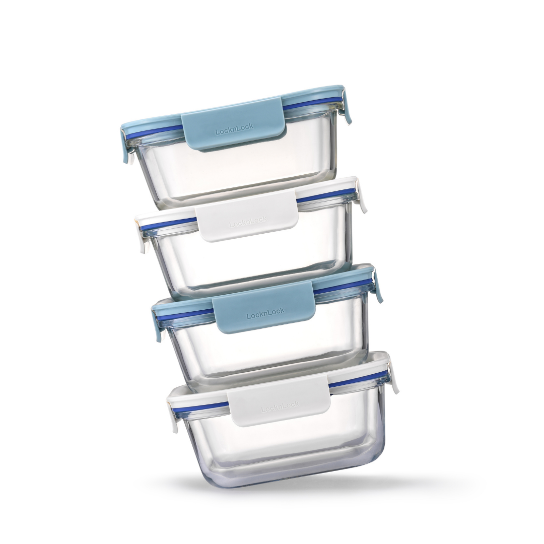LocknLock The Clear Glass with Divider 600ml | Airtight, Oven-Safe Glass Containers