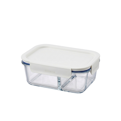 LocknLock The Clear Glass with Divider 600ml | Airtight, Oven-Safe Glass Containers