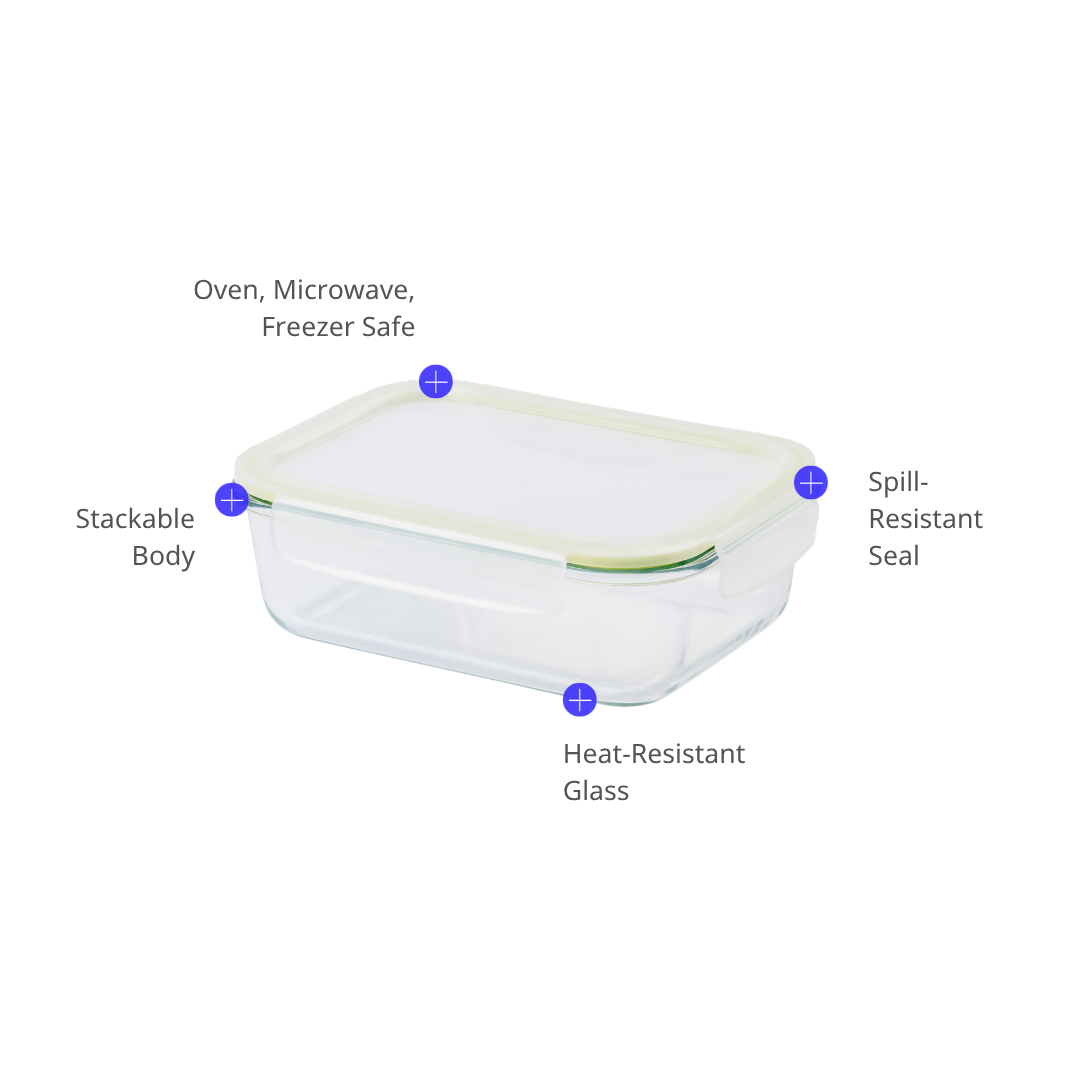 LocknLock The Clear Glass with Divider 1.02L | Airtight, Oven-Safe Glass Containers