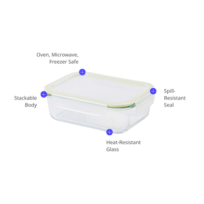 LocknLock The Clear Glass with Divider 1.02L | Airtight, Oven-Safe Glass Containers