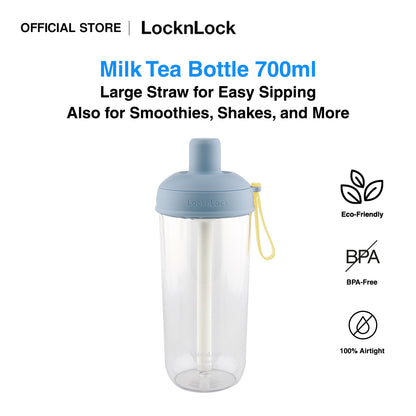 LocknLock Milk Tea Bottle 700ml | With Extra Large Straw for Milk Tea, Smoothies, Shakes, and More ABF792
