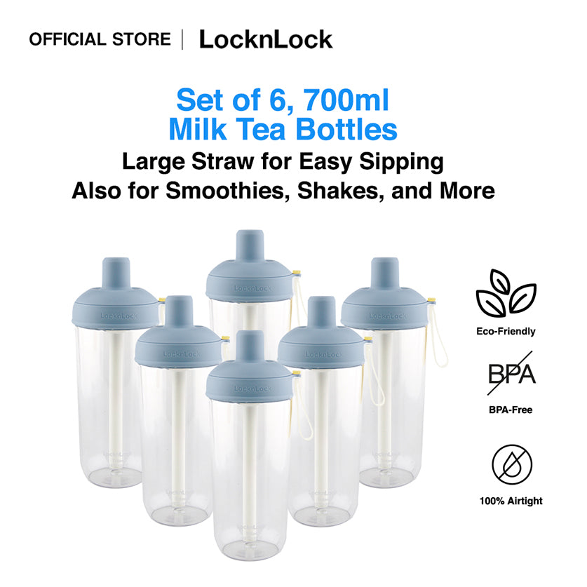 LocknLock Milk Tea Bottle 700ml | With Extra Large Straw for Milk Tea, Smoothies, Shakes, and More ABF792
