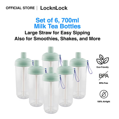 LocknLock Milk Tea Bottle 700ml | With Extra Large Straw for Milk Tea, Smoothies, Shakes, and More ABF792