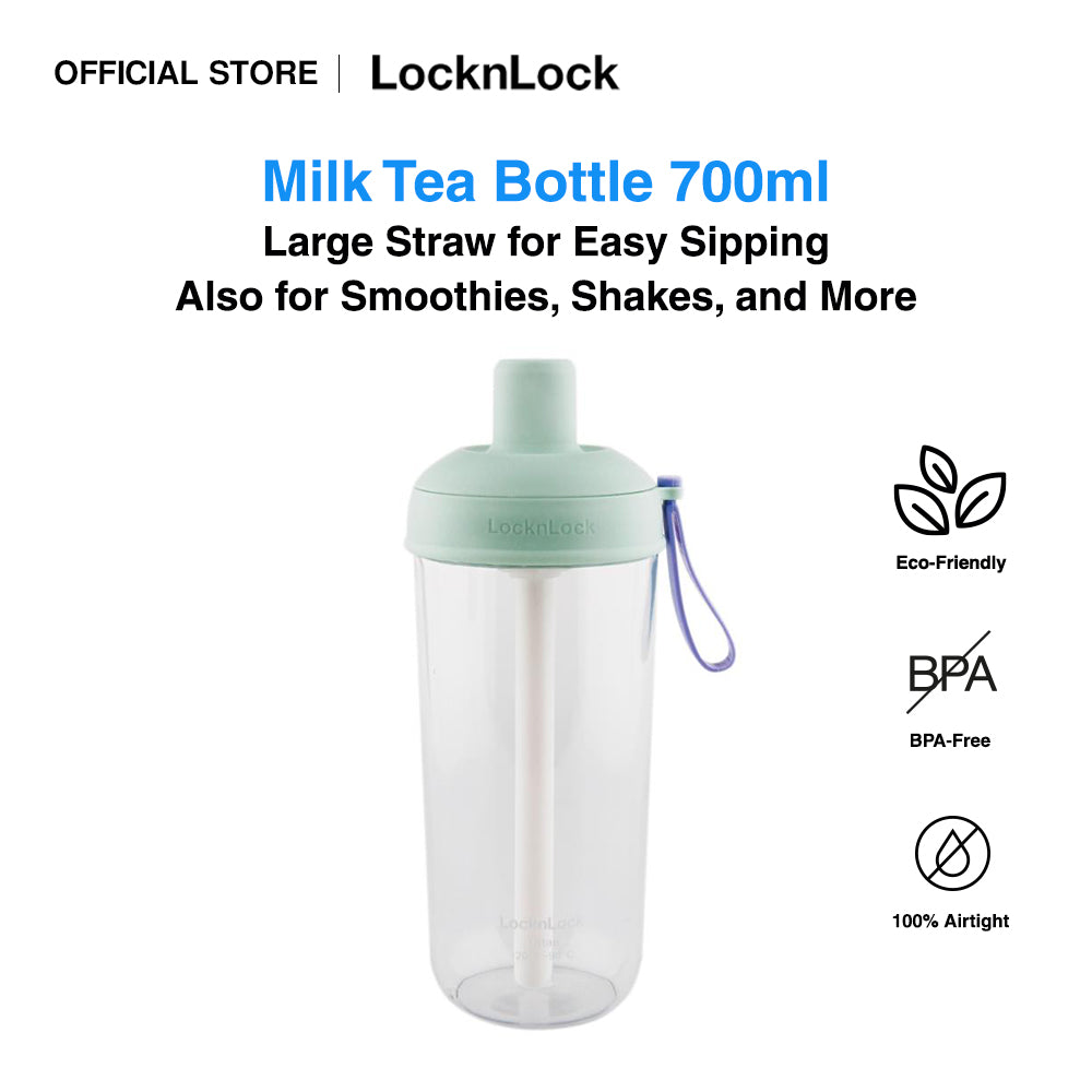 LocknLock Milk Tea Bottle 700ml | With Extra Large Straw for Milk Tea, Smoothies, Shakes, and More ABF792