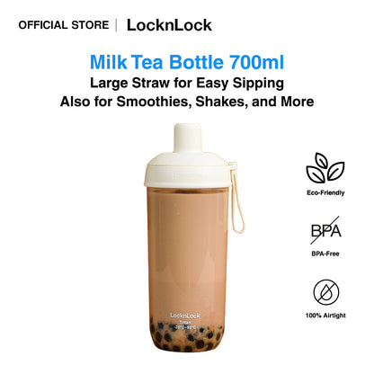 LocknLock Milk Tea Bottle 700ml | With Extra Large Straw for Milk Tea, Smoothies, Shakes, and More ABF792