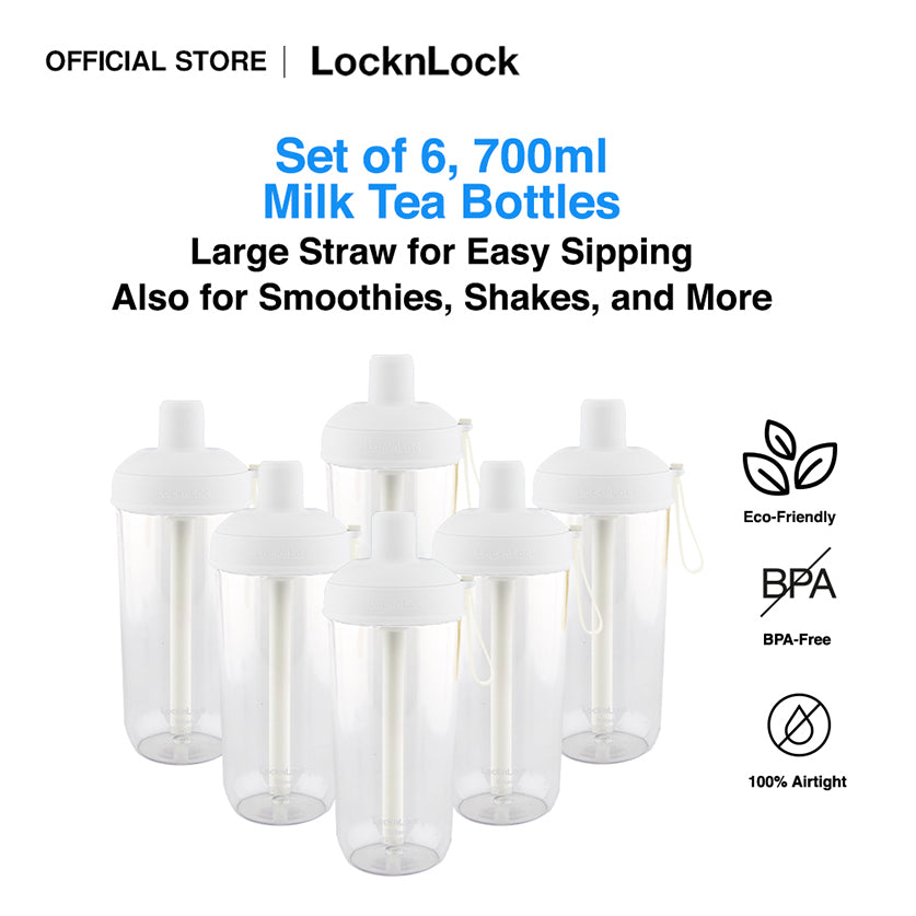 LocknLock Milk Tea Bottle 700ml | With Extra Large Straw for Milk Tea, Smoothies, Shakes, and More ABF792