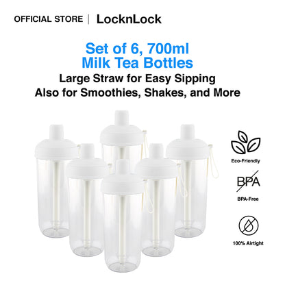 LocknLock Milk Tea Bottle 700ml | With Extra Large Straw for Milk Tea, Smoothies, Shakes, and More ABF792