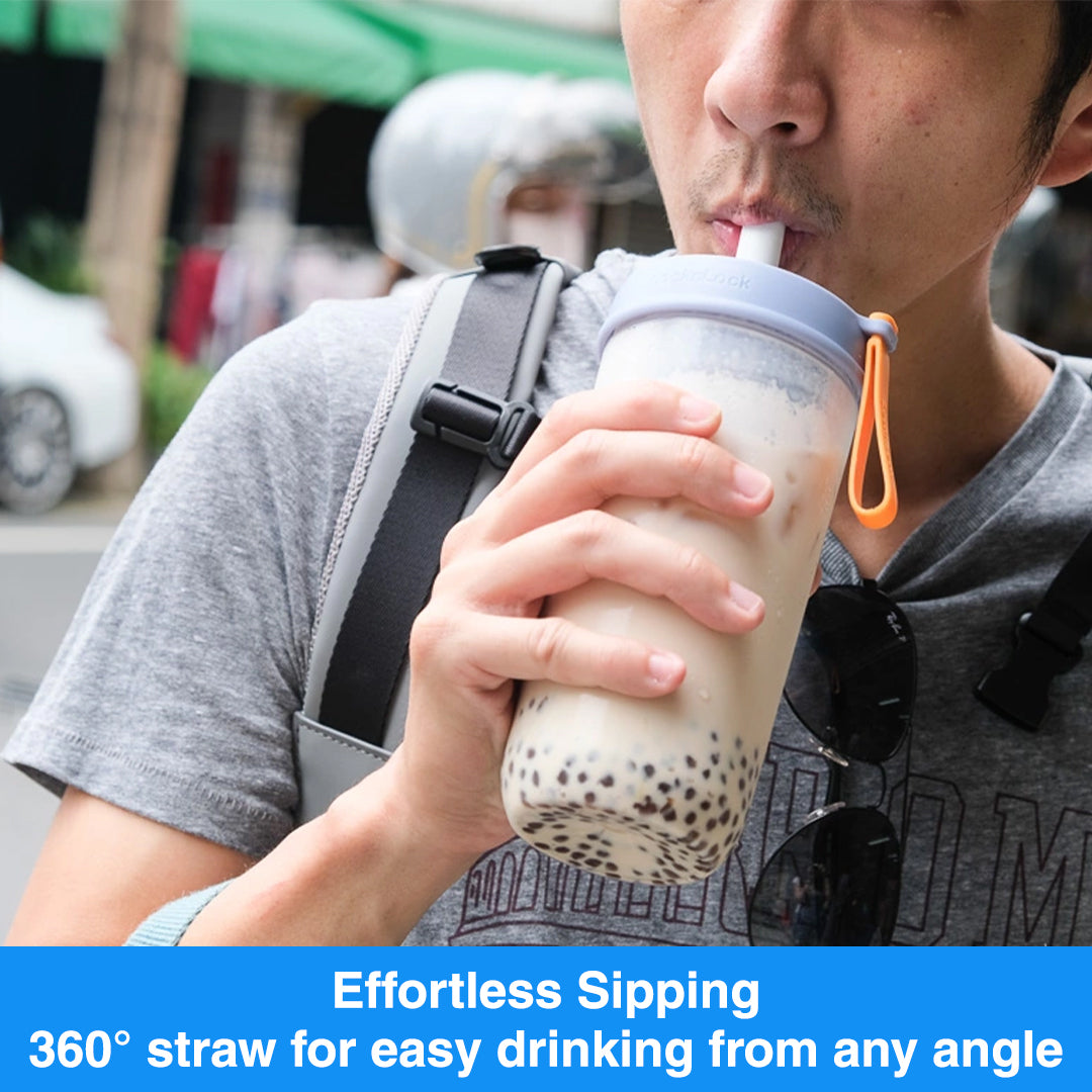 LocknLock Milk Tea Bottle 700ml | With Extra Large Straw for Milk Tea, Smoothies, Shakes, and More ABF792