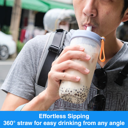 LocknLock Milk Tea Bottle 700ml | With Extra Large Straw for Milk Tea, Smoothies, Shakes, and More ABF792