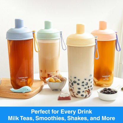 LocknLock Milk Tea Bottle 700ml | With Extra Large Straw for Milk Tea, Smoothies, Shakes, and More ABF792