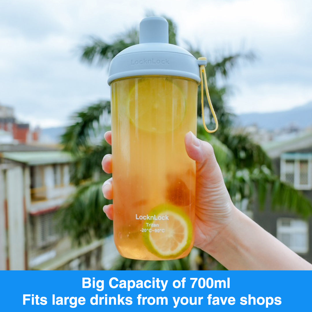 LocknLock Milk Tea Bottle 700ml | With Extra Large Straw for Milk Tea, Smoothies, Shakes, and More ABF792