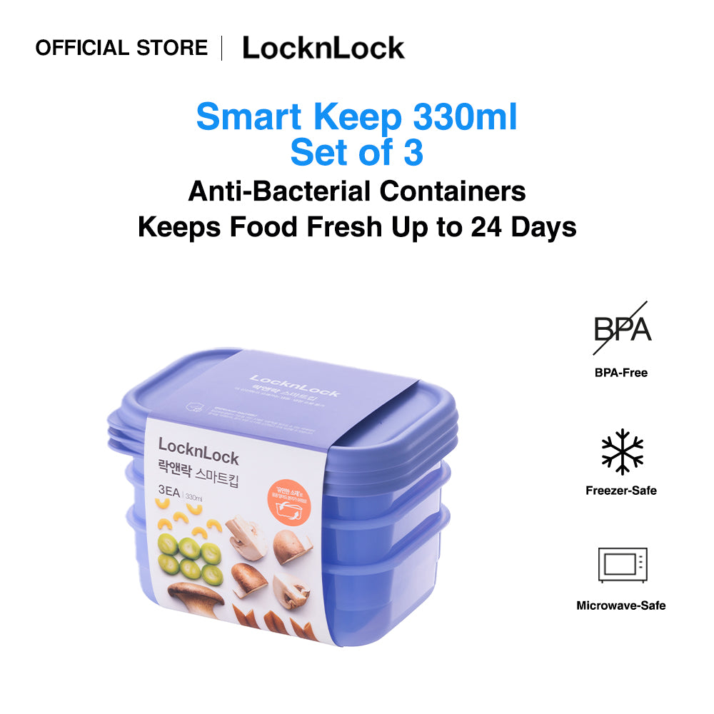 Set of 3 Smart Keep 330ml | Anti-Bacterial Food Container HLE5100S3