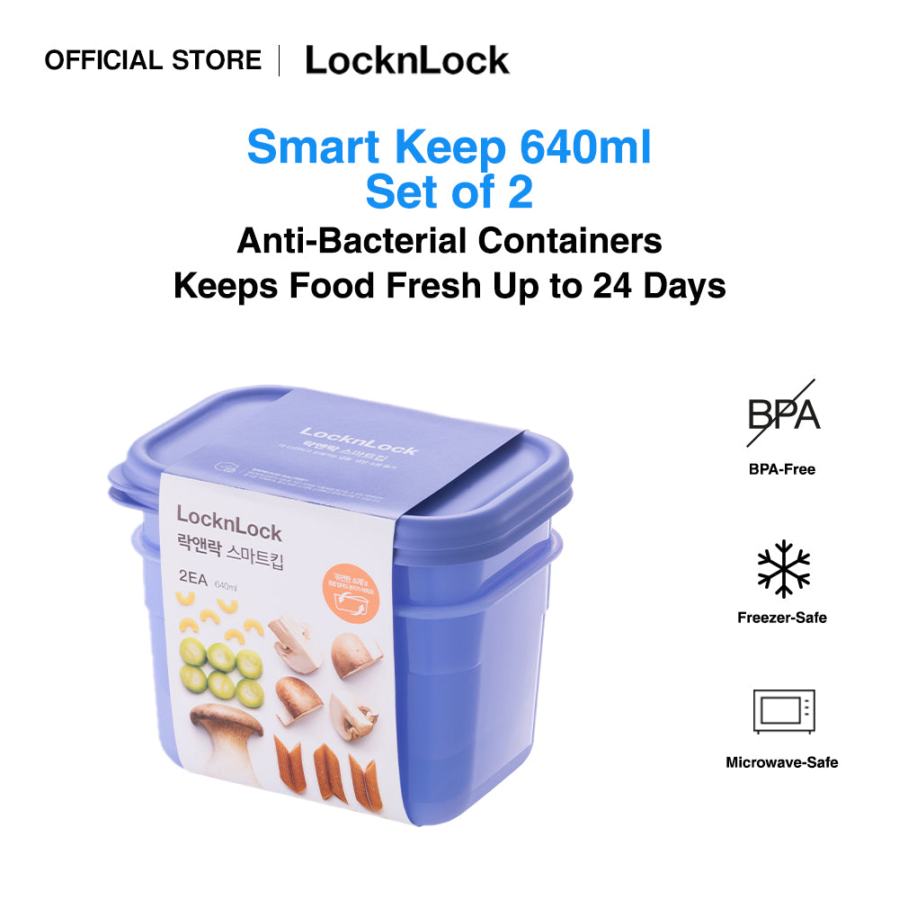 Set of 2 Smart Keep 640ml | Anti-Bacterial Food Container HLE5200S2