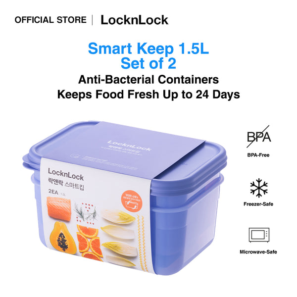 Set of 2 Smart Keep 1.5L | Anti-Bacterial Food Container HLE5400S2
