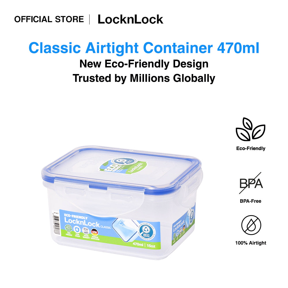 LocknLock Eco-Friendly Classic Airtight Rectangular Food Container 470ml HPL807