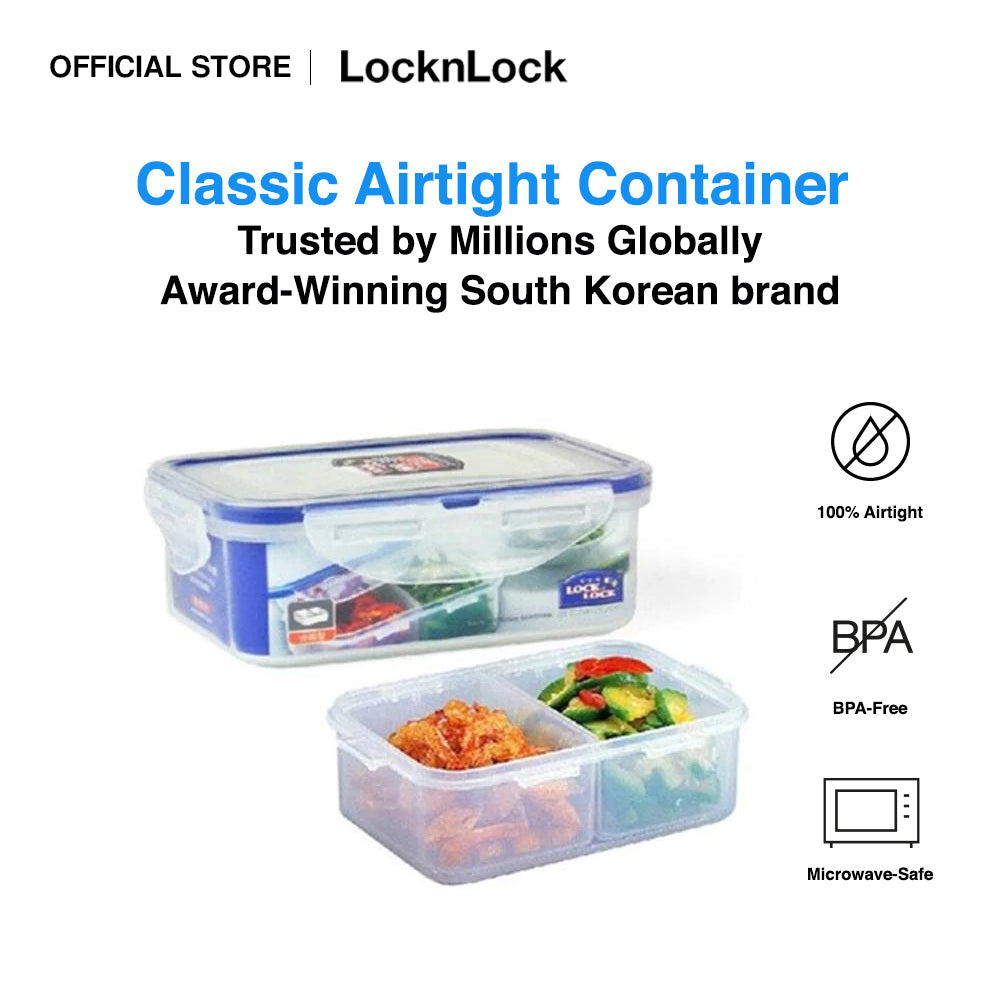 LocknLock Classic Airtight Rectangular Food Container with Divider 460ML HPL814C