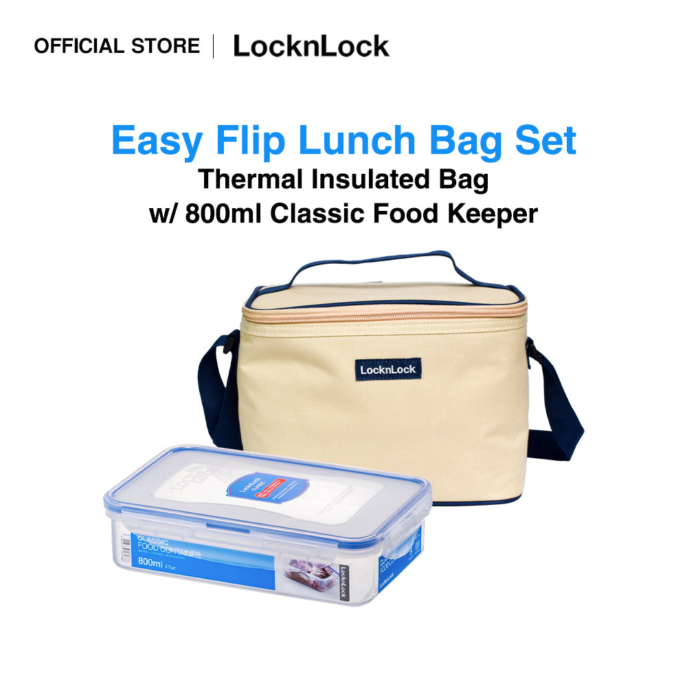 LocknLock Easy Flip Lunch Bag Set with Airtight Lunch Box