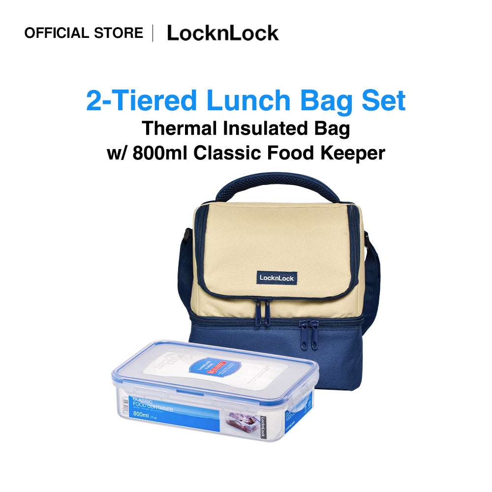 LocknLock 2-Tiered Lunch Bag Set with Airtight Lunch Box