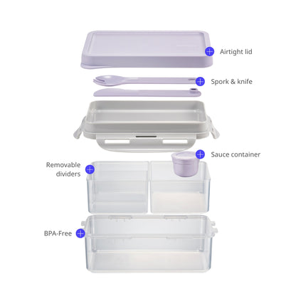 To-Go 3-Section Modern Airtight Lunch Box 1L