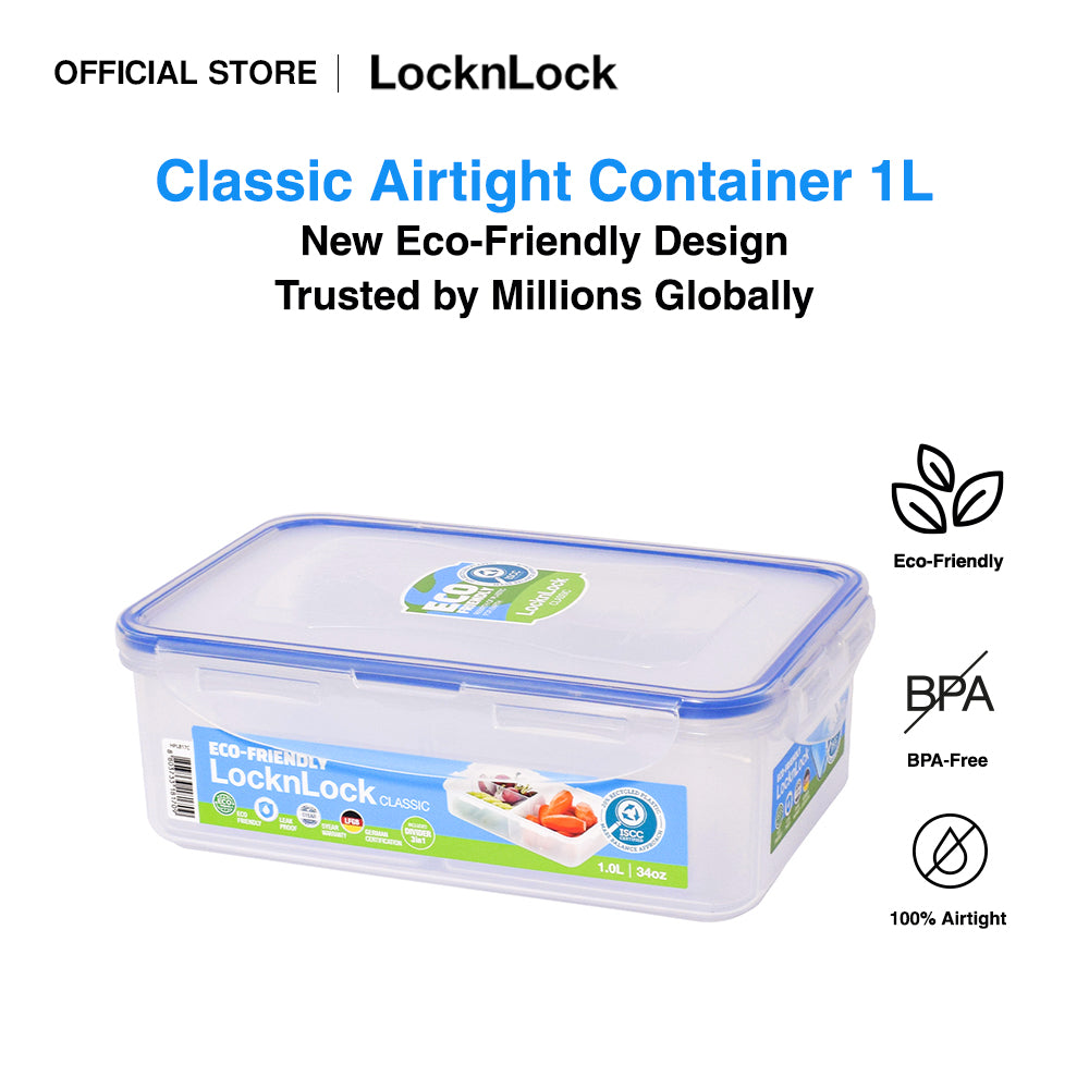 LocknLock Eco-Friendly Classic Airtight Rectangular Food Container 1L HPL817 | Lunch Box