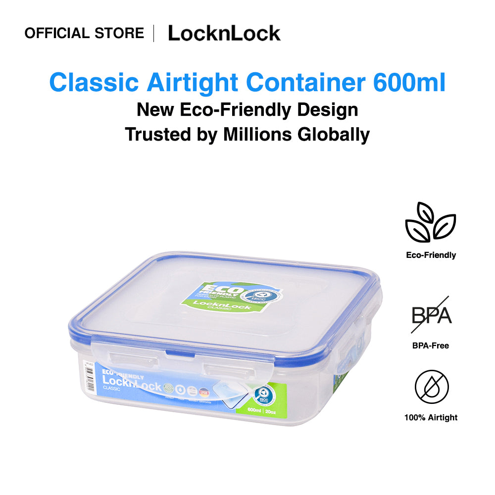 LocknLock Eco-Friendly Classic Airtight Square Food Container 600ml HPL822