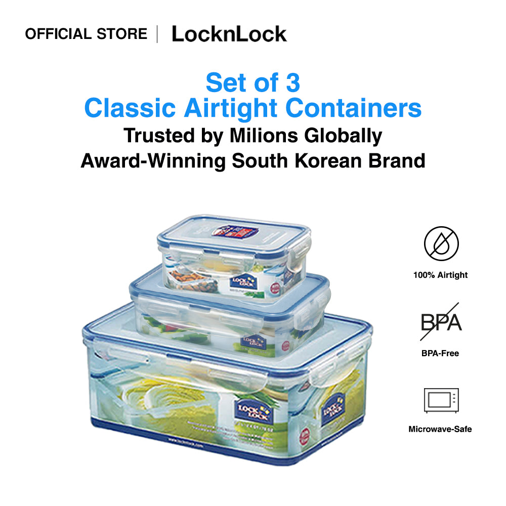 LocknLock Set of 3 Classic Airtight Food Containers