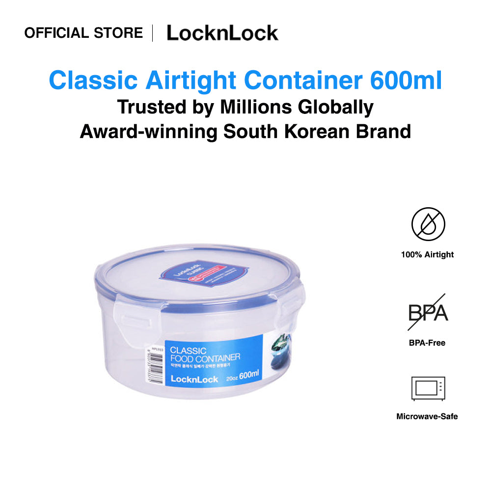 LocknLock Classic Airtight Round Food Container 600ML HPL933