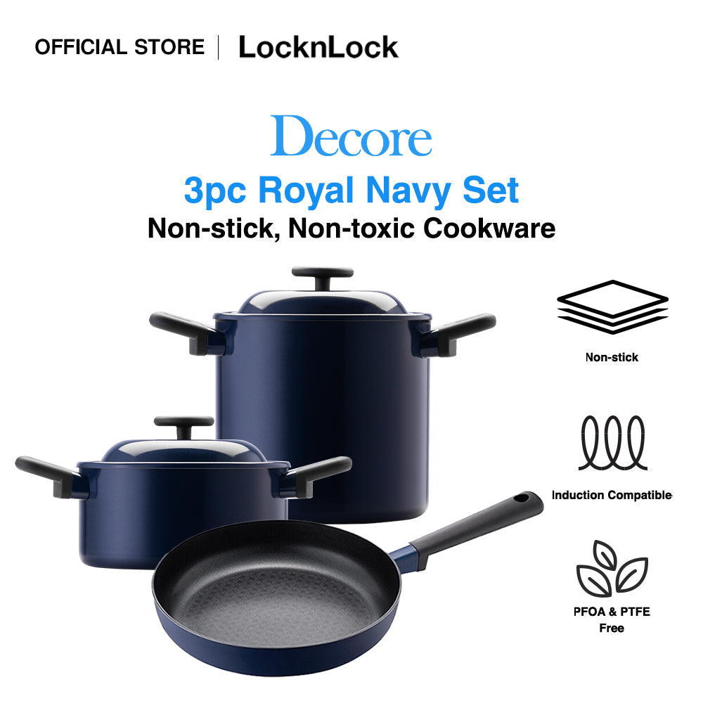 Decore Non Stick Cookware Starter | 20cm Stock Pot, 20cm Low Casserole, 28cm Frying pan