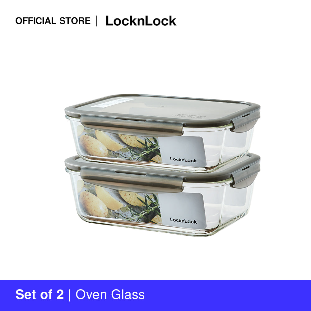 LocknLock Set of 2 Oven Glass Airtight Food Container