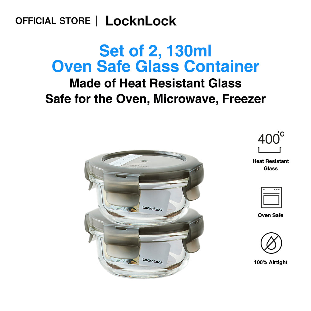 LocknLock Set of 2 130ml Oven Glass Airtight Food Container