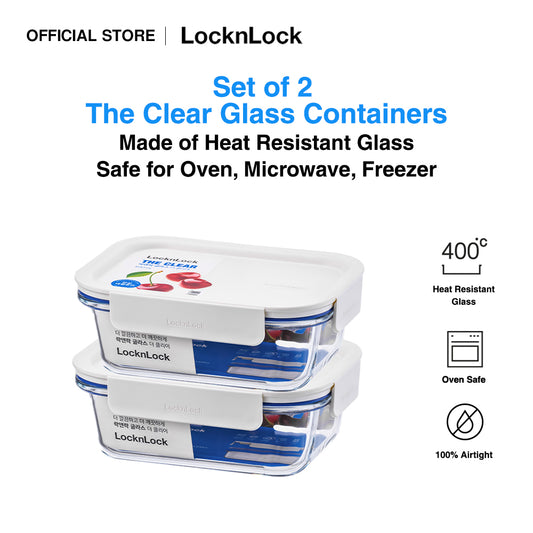 Set of 2 The Clear Glass 630ml (Rectangle)